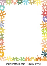Different abstract flower designs assembled into decorative frame design