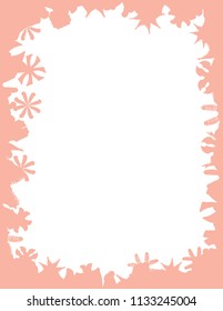 Different abstract flower designs assembled into decorative frame design, with unified details in salmon color