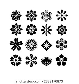 different abstract flower icon silhouette, beautiful nature flower flat vector illustration, flowers symbol  