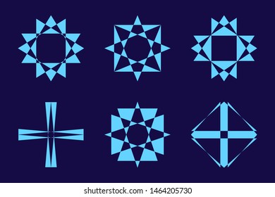 Different abstract geometric design element set. Vector illustration.