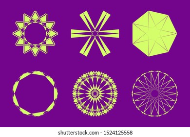 Different abstract geometric design element set. Vector illustration.