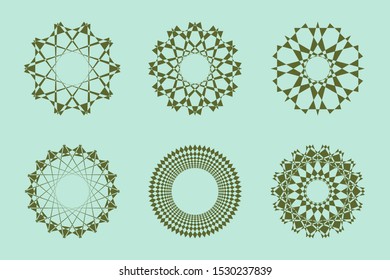 Different abstract geometric design element set. Vector illustration.