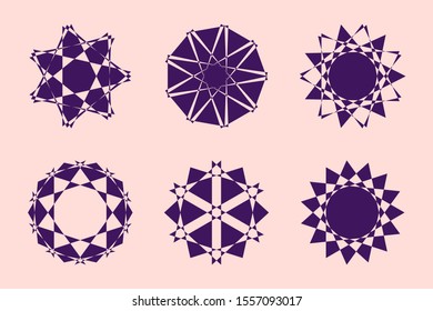 Different abstract geometric design element set. Vector illustration.