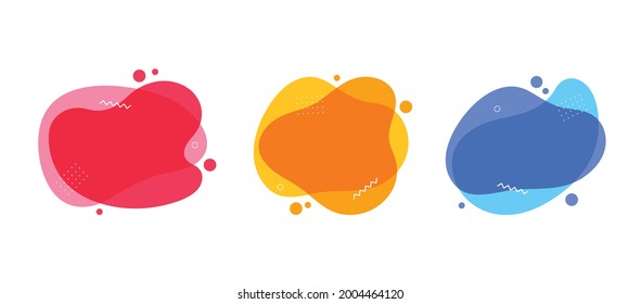 Different abstract geometric shapes isolated on white background. Liquid color modern element. Vector stock