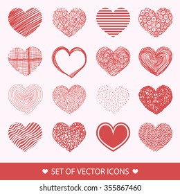 Different abstract heart icons collection. Set vector illustration for your design
