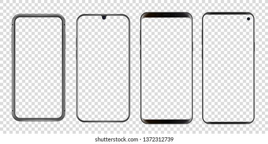 Different abstract modern smartphones vector mockup. Template for mobile screenshots