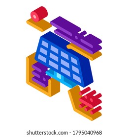 different actions of solar battery icon vector. isometric different actions of solar battery sign. color isolated symbol illustration