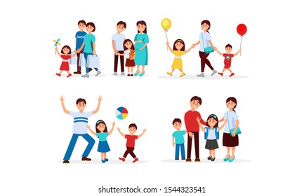 Different Activities Family Doing Together Vector Stock Vector (Royalty ...