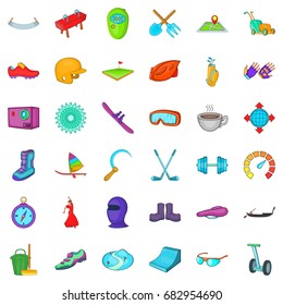 Different activity icons set. Cartoon style of 36 different activity vector icons for web isolated on white background