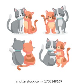 different adorable couple cat characters