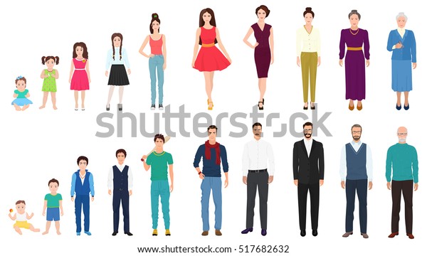 Different Age Generations Male Female Person Stock Vector (Royalty Free ...