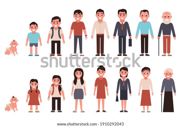 Different Age Person Cartoon Image Generations Stock Vector (Royalty ...