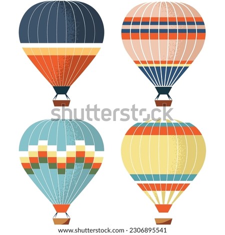 Different air hot balloon vector isolated icon set