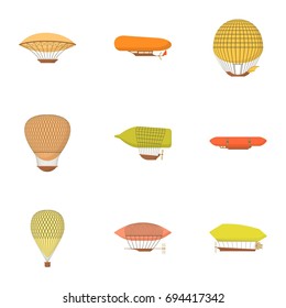 Different airships icons set. Cartoon set of 9 different airships vector icons for web isolated on white background - Shutterstock ID 694417342