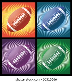 Different american footballs on the bright  background with lines