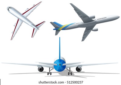 Different angle of the airplanes illustration