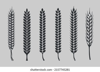 Different angles barley spike for art brush for bar menu or pattern brush logo element