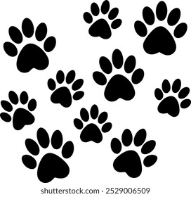 Different animal Paw footprint icon set