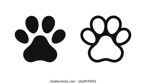 Different animal paw print silhouette isolated vector illustrations