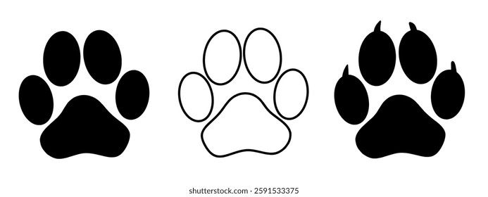 Different animal paw print vector illustrations