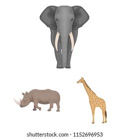 Different animals cartoon icons in set collection for design. Bird, predator and herbivore vector symbol stock web illustration.