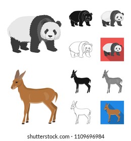 Different animals cartoon,black,flat,monochrome,outline icons in set collection for design. Bird, predator and herbivore vector symbol stock web illustration.