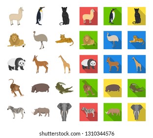 Different animals cartoon,flat icons in set collection for design. Bird, predator and herbivore vector symbol stock web illustration.