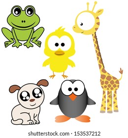 different animals icons on white background