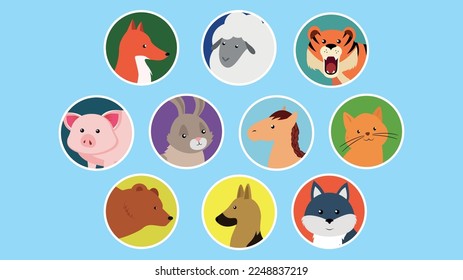 Different animals on avatars - illustration