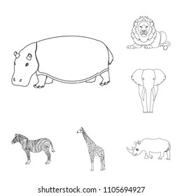 Different Animals Outline Icons Set Collection Stock Vector (Royalty ...