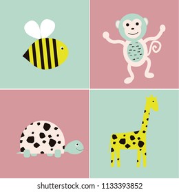 Different animals vector illustration. Animals vector for kids