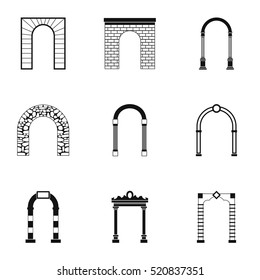 Different arches icons set. Simple illustration of 9 different arches vector icons for web