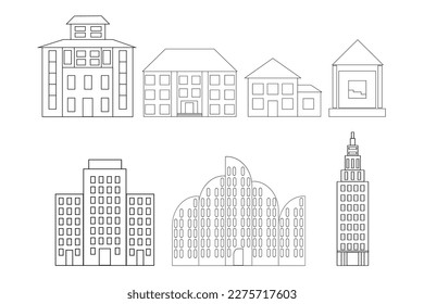 DIFFERENT ARCHITECTURE BUILDINGS VECTOR ILLUSTRATION FOR DESIGN