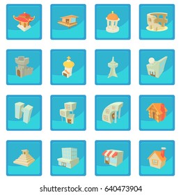 Different architecture icon blue app for any design vector illustration