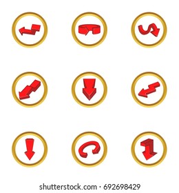 Different arrow icons set. Cartoon set of 9 different arrow vector icons for web isolated on white background