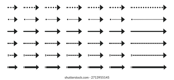 Unterschiedliche Pfeil gesetzt schwarze Symbole Symbol. Schwarze Pfeilrichtungsschilder - Pfeilsymbol, Vektorgrafik. Kollektion von verschiedenen schwarzen Vektorpfeilen.
