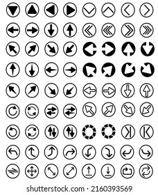 Different arrow set. Simple icons black lines