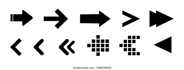 Different arrow sign collection. Black vector arrows.