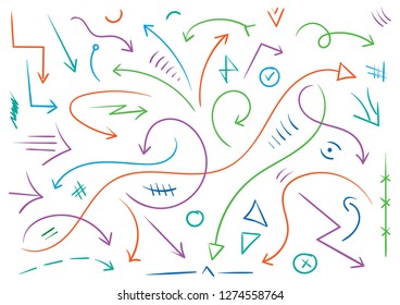 different arrow signs hand drawn vector