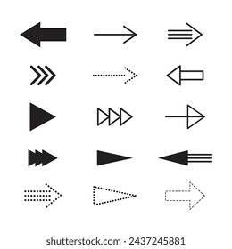 Different arrows for direction, element and icon. Black and white