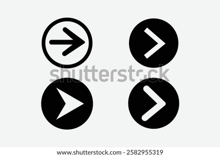 Different arrows icons on bright background