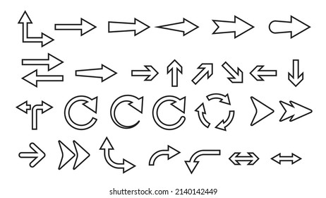 Different arrows outline icons. Set of  high quality web icons for mobile apps, ui design and print products