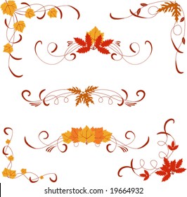 different autumn design elements and corners