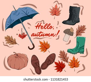 Different autumn stuff, vector