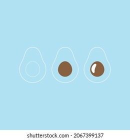 Different avocado fruit designs on a blue background