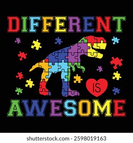 Different is Awesome  About Autism Awareness T-shirt Design