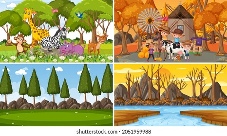 Unterschiedliche Hintergrundbilder der Natur in der Einzelgrafik