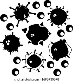 different bacteria with tentacles and strokes, virus, cell