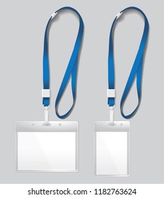 different badges with a blue cord. Color of the cord is easy to change Vector