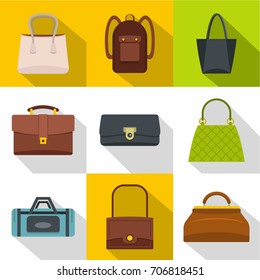 Different bagage icon set. Flat style set of 9 different bagage vector icons for web design